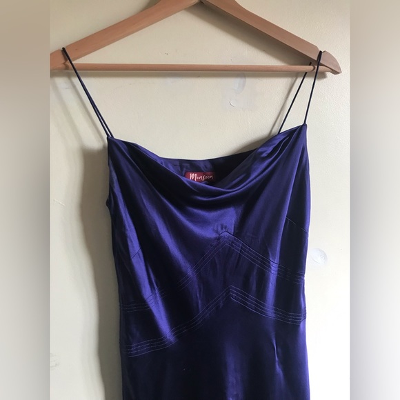 Monsoon Vintage Y2K Royal Blue Silk Bias Cut Cowl Occasion Prom Evening Dress 8 - Picture 14 of 16